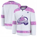 Camiseta Hockey Colorado Avalanche 2024 Fights Cancer Practica Blanco