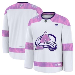 Camiseta Hockey Colorado Avalanche 2024 Fights Cancer Practica Blanco
