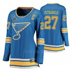 Camiseta Hockey Mujer St. Louis Blues Alex Pietrangelo 2019 Stanley Cup Campeones Alternato Azul