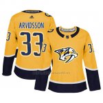 Camiseta Mujer Nashville Predators 33 Viktor Arvidsson Gold Adizero Jugador Home