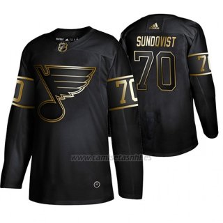 Camiseta St. Louis Blues Oskar Sundqvist Golden Edition Autentico Negro