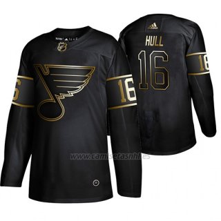 Camiseta St. Louis Blues Brett Hull Golden Edition Retired Jugador Autentico Negro