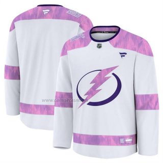 Camiseta Hockey Tampa Bay Lightning 2024 Fights Cancer Blanco