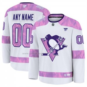 Camiseta Hockey Pittsburgh Penguins 2024 Fights Cancer Personalizada Blanco