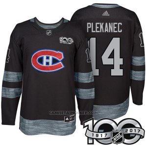 Camiseta Hockey Hombre Montreal Canadiens 14 Tomas Plekanec 2017 Centennial Limited Negro