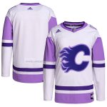 Camiseta Hockey Calgary Flames Fights Cancer Autentico Blank Practice Blanco Violeta