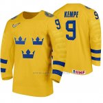 Camiseta Hockey Suecia Adrian Kempe Home 2020 IIHF World Amarillo