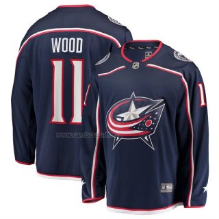 Camiseta Hockey Columbus Blue Jackets Miles Wood Primera Breakaway Azul