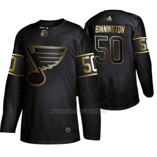 Camiseta St. Louis Blues Jordan Binnington Golden Edition Autentico Negro