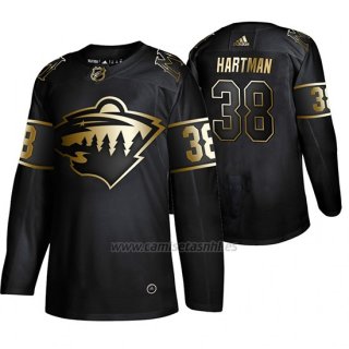 Camiseta Minnesota Wild Ryan Hartman Golden Edition Autentico Negro