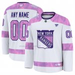 Camiseta Hockey New York Rangers 2024 Fights Cancer Personalizada Blanco