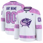 Camiseta Hockey Columbus Blue Jackets 2024 Fights Cancer Personalizada Blanco