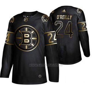 Camiseta Boston Bruins Terry O'reilly Golden Edition Retired Jugador Autentico Negro
