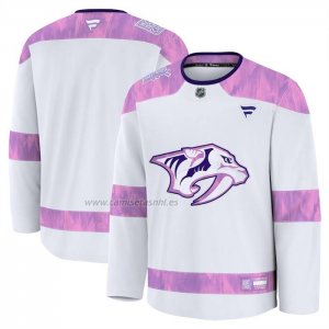 Camiseta Hockey Nashville Predators 2024 Fights Cancer Blanco