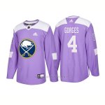 Camiseta Hockey Hombre Autentico Buffalo Sabres 4 Josh Gorges 2018 Hockey Fights Cancer Violeta