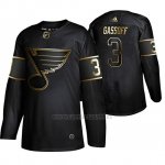 Camiseta St. Louis Blues Bob Gassoff Golden Edition Retired Jugador Autentico Negro
