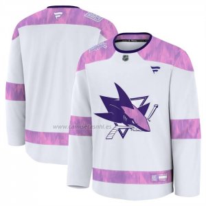 Camiseta Hockey San Jose Sharks 2024 Fights Cancer Blanco