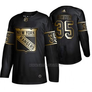 Camiseta New York Rangers Mike Richter Golden Edition Retired Jugador Autentico Negro