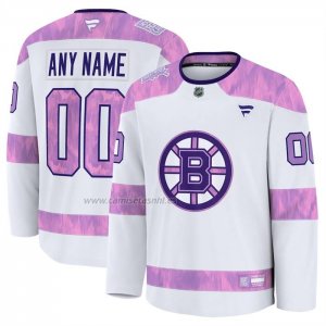 Camiseta Hockey Boston Bruins 2024 Fights Cancer Personalizada Blanco