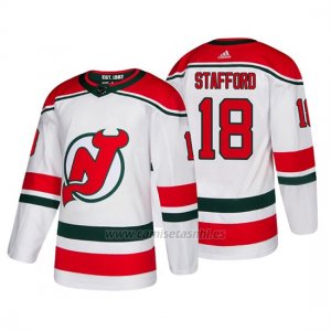 Camiseta New Jersey Devils Drew Stafford Alternato Adidas Autentico Blanco