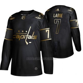 Camiseta Washington Capitals Yvon Labre Golden Edition Retired Jugador Autentico Negro