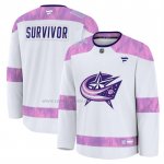 Camiseta Hockey Columbus Blue Jackets Hockey Fights Cancer Practice Blanco Camiseta Hockey Columbus Blue Jackets Hockey Fights Cancer Practice Blanco