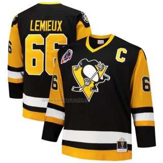 Camiseta Hockey Pittsburgh Penguins Mario Lemieux Mitchell & Ness Big & Tall 1991-92 Blue Line 2.0 Negro