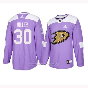 Camiseta Hockey Hombre Anaheim Ducks 30 Ryan Miller Violeta