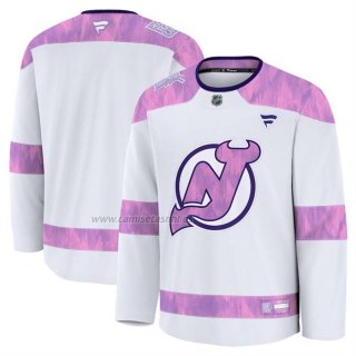 Camiseta Hockey New Jersey Devils 2024 Fights Cancer Blanco