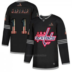 Camiseta Hockey Washington Capitals Mike Gartner 2020 USA Flag Negro Rojo