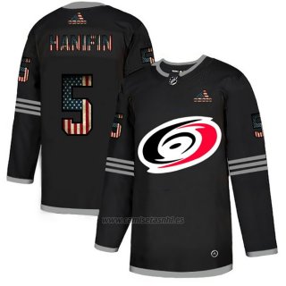 Camiseta Hockey Carolina Hurricanes Hanifin 2020 USA Flag Negro