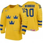 Camiseta Hockey Suecia Alexander Wennberg Home 2020 IIHF World Amarillo