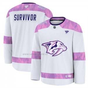 Camiseta Hockey Nashville Predators Hockey Fights Cancer Practice Blanco