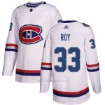 Camiseta Hockey Montreal Canadiens 33 Patrick Roy Autentico 2017 100 Classic Blanco