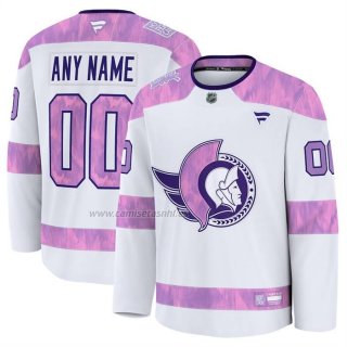 Camiseta Hockey Ottawa Senators 2024 Fights Cancer Personalizada Blanco