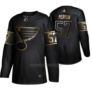 Camiseta St. Louis Blues David Perron Golden Edition Autentico Negro