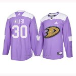 Camiseta Hockey Hombre Anaheim Ducks 30 Ryan Miller Violeta