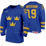 Camiseta Hockey Suecia David Gustafsson Away 2020 IIHF World Junior Championship Azul