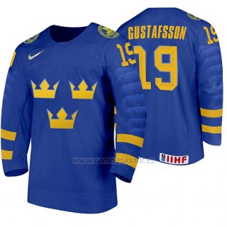 Camiseta Hockey Suecia David Gustafsson Away 2020 IIHF World Junior Championship Azul