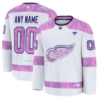 Camiseta Hockey Detroit Red Wings 2024 Fights Cancer Personalizada Blanco
