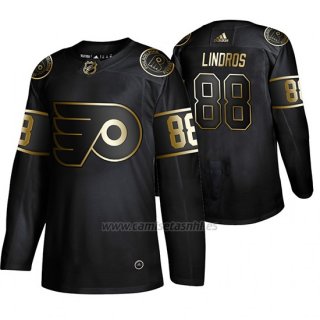 Camiseta Philadelphia Flyers Eric Lindros Golden Edition Retired Jugador Autentico Negro