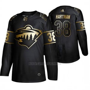 Camiseta Minnesota Wild Ryan Hartman Golden Edition Autentico Negro