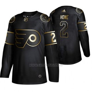 Camiseta Philadelphia Flyers Mark Howe Golden Edition Retired Jugador Autentico Negro
