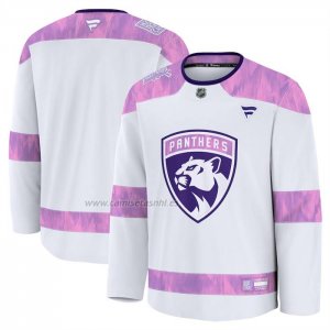 Camiseta Hockey Florida Panthers 2024 Fights Cancer Blanco