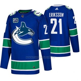 Camiseta Vancouver Canucks Loui Eriksson Primera Autentico Azul