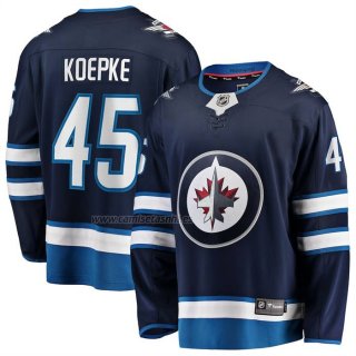 Camiseta Hockey Winnipeg Jets Cole Koepke Primera Breakaway Azul