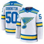 Camiseta Hockey St Louis Blues Jordan Binnington Segunda Premium Blanco
