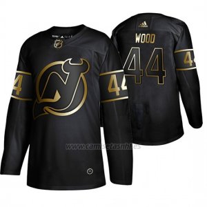 Camiseta New Jersey Devils Miles Wood Golden Edition Autentico Negro