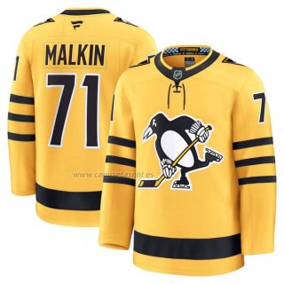 Camiseta Hockey Pittsburgh Penguins Evgeni Malkin Alterno Premium Amarillo