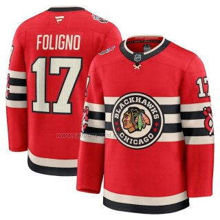 Camiseta Hockey Chicago Blackhawks Nick Foligno 2025 Winter Classic Premium Rojo